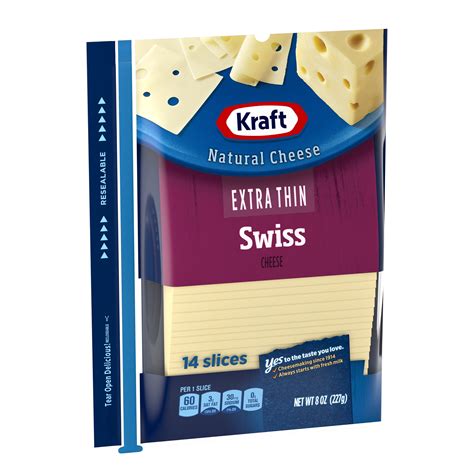 Kraft Extra Thin Swiss Cheese Slices Ct Oz Wrapper Walmart