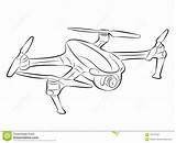 Drone Draw Flying Vector Illustration Drawing sketch template
