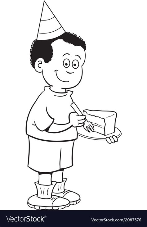 Cartoon Boy Eating Cake Royalty Free Vector Image