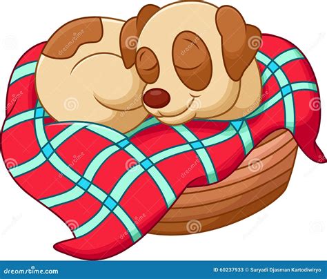 Cute Dog Cartoon Sleeping Stock Illustration Illustration Of Basket