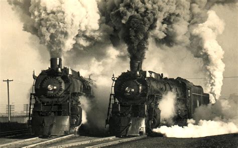 Steam Locomotive Train Monochrome Old Photos Transport Smoke