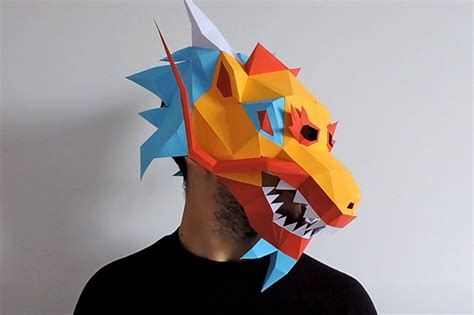 Diy Chinese Dragon Mask 3d Papercraft By Paper Amaze Thehungryjpeg