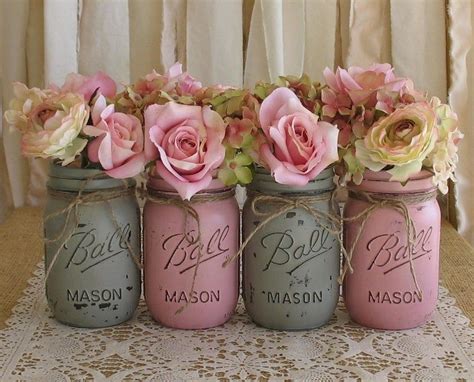 Sale Set Of 4 Pint Mason Jars Ball Jars Painted Mason Etsy Spring