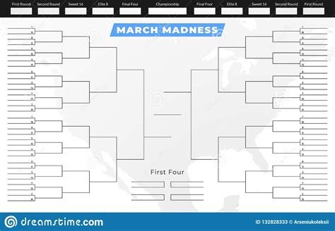 How are march madness teams selected? March Madness Tournament Bracket. Empty Competition Grid with Blank March Madness Bracket ...