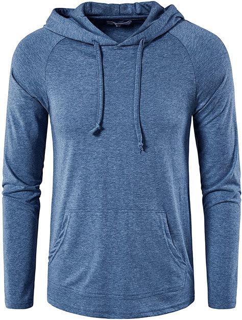 Sir7 Mens Gym Workout Active Long Sleeve Pullover Lightweight Hoodie