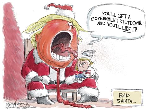 trump says he d be ‘proud of a government shutdown this christmas cartoons are taking him to