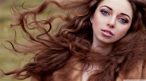 Wallpaper Face Women Long Hair Blue Eyes Black Hair Curly Hair
