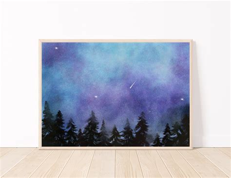 Free Watercolor Galaxy Forest Wall Art Monca Studio