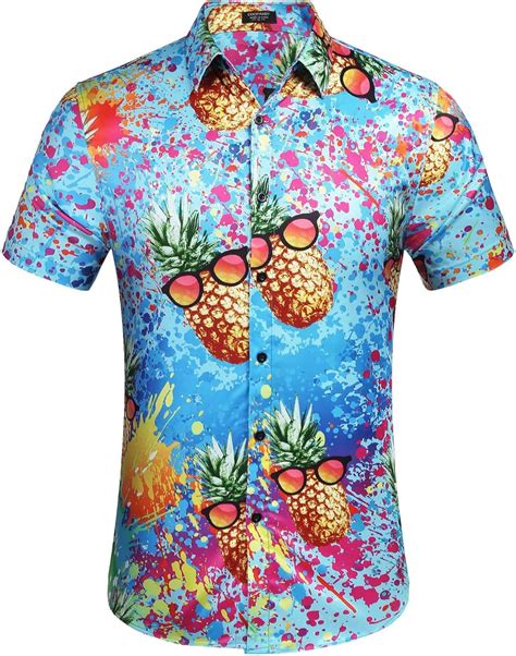 MAXMODA Hawaihemd Herren Hemd Kurzarm Regular Fit D Gedruckt Ananas Muster Männer Freizeithemd