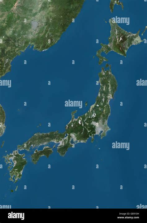 Satellite View Of Japan This Image Was Compiled From Data Acquired By