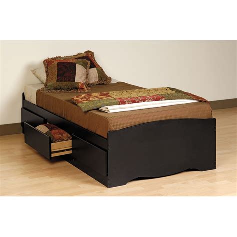 Black Twin Mates Composite Wood Platform Storage Bed With Three