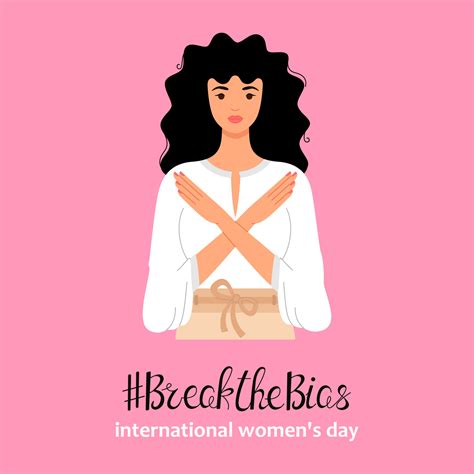 Break The Bias Beautiful Woman Crossed Her Arms International Womens