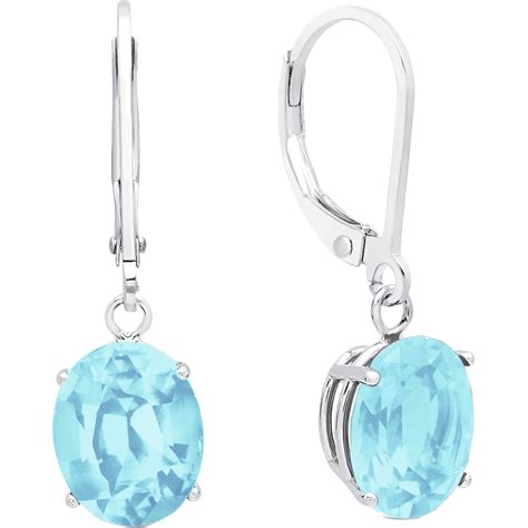 Sterling Silver Oval Aquamarine Leverback Earrings Gemstone Earrings