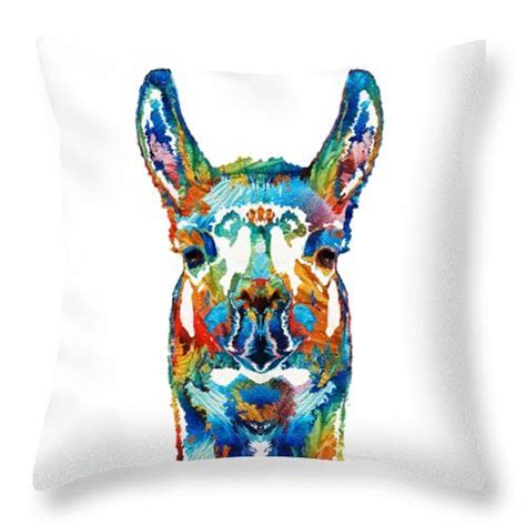 Colorful Llama Art The Prince By Sharon Cummings Throw Pillow By