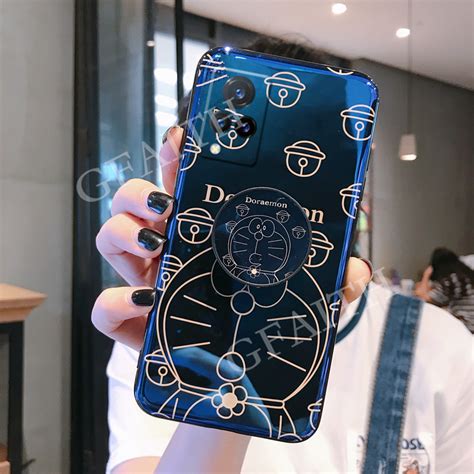 เคสโทรศัพท์ vivo v21 5g 2021 casing cute doraemon softcase with stand holder phone case blu ray