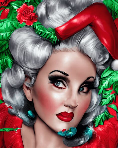 Beautiful Santa Pin Up Woman 4k Graphic · Creative Fabrica