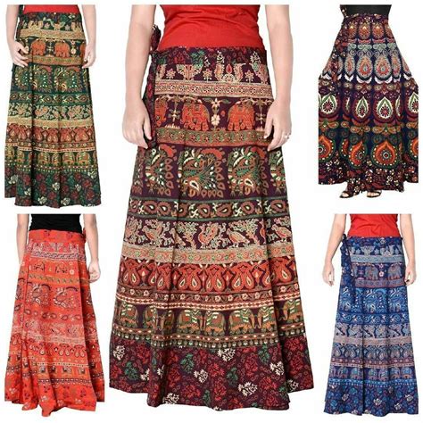 5 Pc Indian 100 Cotton Long Skirt Wrap Bohemian Skirt Gypsy Etsy