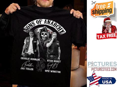 Free Shipping Sons Of Anarchy Characters Signatures Shirt Unisex Tee