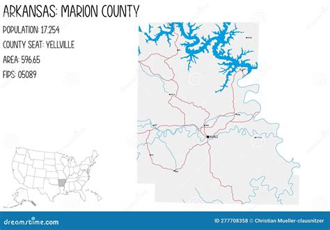 Map Of Marion County In Arkansas Usa Stock Illustration