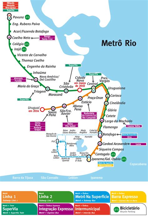 Mappa Di Metropolitana Di Rio De Janeiro Brasile