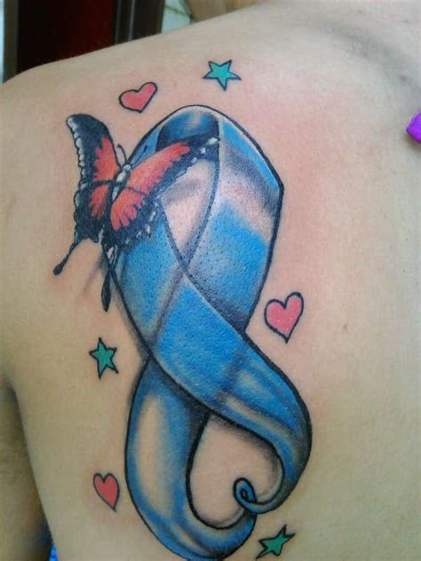 Ovarian cancer tattoos the color teal is the specific color of ovarian cancer aweness, displaying this particular colored ribbon shows cancer ribbon tattoo. ovarian cancer ribbon tattoo