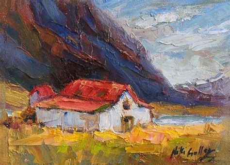 Contemporary Artists Of Texas New Mini Barn Painting From Iceland By