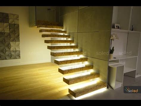 A recessed light fixture is installed flush into the stair riser. Stairs LED Lighting - Linear LED lights in the stairs ...