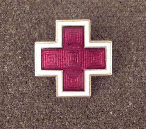 Antique Enamel Red Cross Medalpin Marked