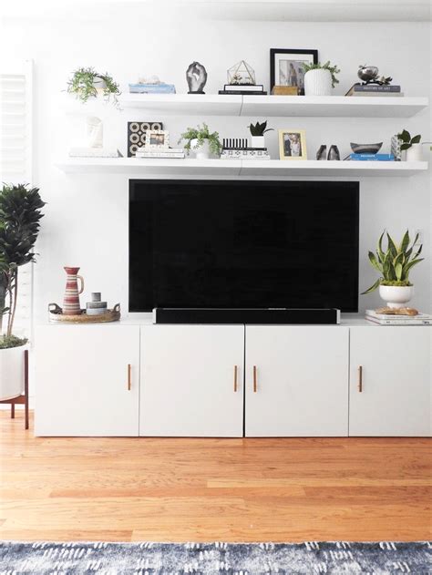 IKEA besta TV stand hack with two LACK shelves above | NATASHA
