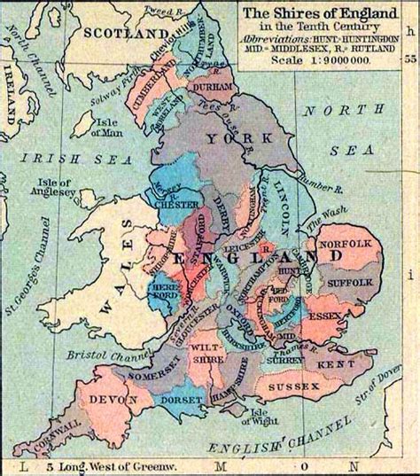 Map Of England In The 10th Century The Shires England Map Map Of