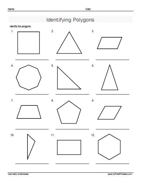 Polygons Worksheet 3rd Grade
