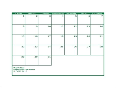 Free 15 Sample Blank Calendar Templates In Pdf