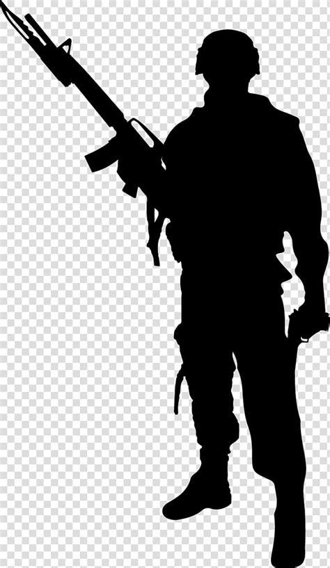 Of Man Holding Rifle Stencil Illustration Soldier Silhouette