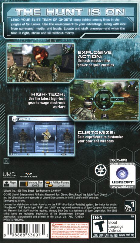 Tom Clancys Ghost Recon Predator 2010 Psp Box Cover Art Mobygames