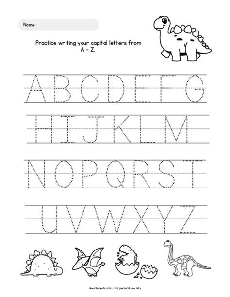 Dinosaur Alphabet Tracing Uppercase Dinosaur Worksheets Dinosaur