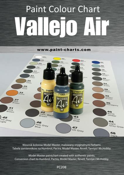 Paint Colour Chart Vallejo Air 20mm Pjb Pc208