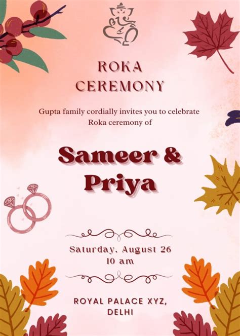 Create Roka Ceremony Invitation Card Free Shaadi Vibes