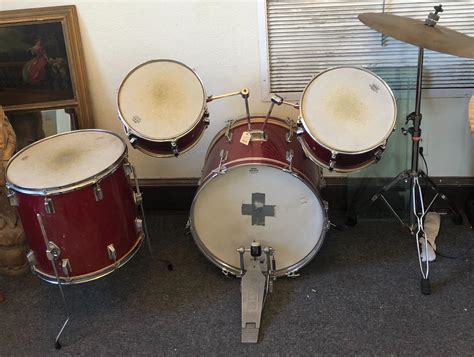 Sold Price: Remo drum set including bass drum, two rack toms, floor tom ...