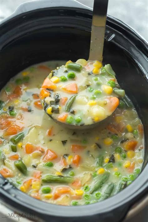 Slow Cooker Creamy Vegetable Soup With Recipe Video