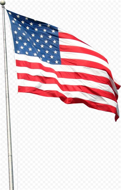 Realistic Waving Usa American Flag On Pole Citypng