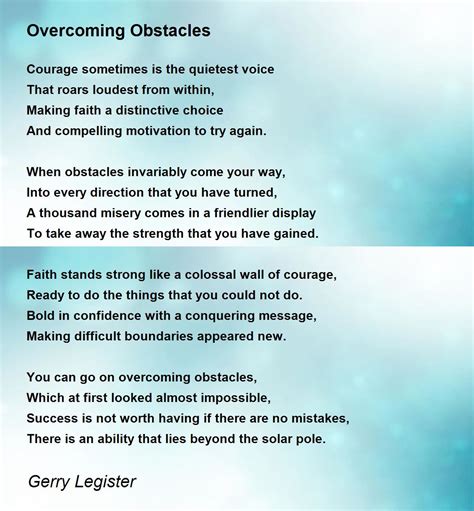 Poems About Overcoming Lifes Obstacles