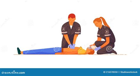 Paramedic Giving Indirect Heart Massage To Patient Stock Vector Illustration Of Hospital