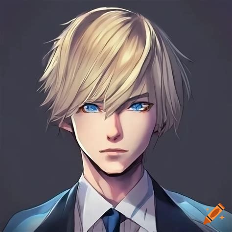 Anime Style Portrait Of A Guy With Blond Hair And Blue Eyes On Craiyon