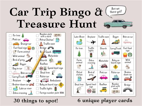 Car Trip Bingo And Treasure Hunt Printable Long Car Journey Etsy Australia