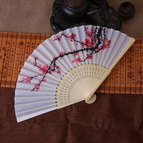 1pc Folding Hand Fan Chinese Vintage Bamboo Hand Held Flower Fan