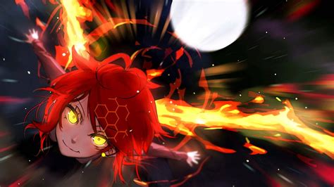 Download Red Girl Fire Anime Wallpaper