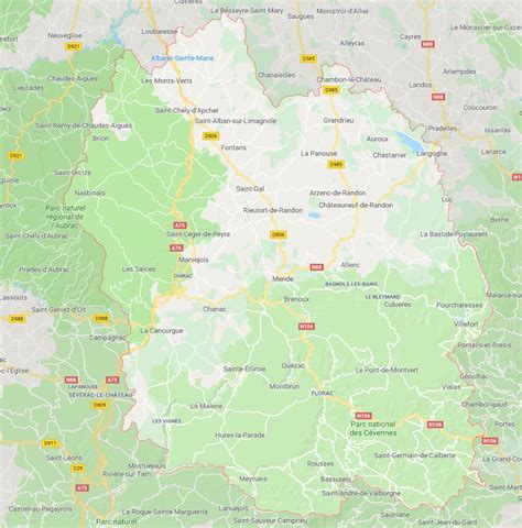 Carte De La Lozère Lozère Carte Du Département 48 Villes Tourisme