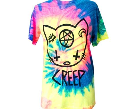 Creep Cat Tie Dye T Shirt Neon Tie Dye T Shirt Kawaii Etsy