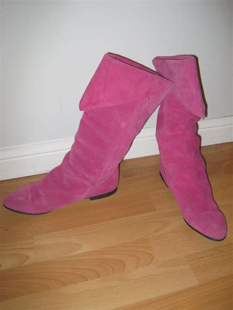 Laws Of General Economy Vintage Hot Pink Suede Slouchy Pirate Boots Size 8