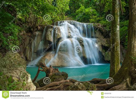 Thailand Waterfall In Kanjanaburi Stock Image Image Of Landscape